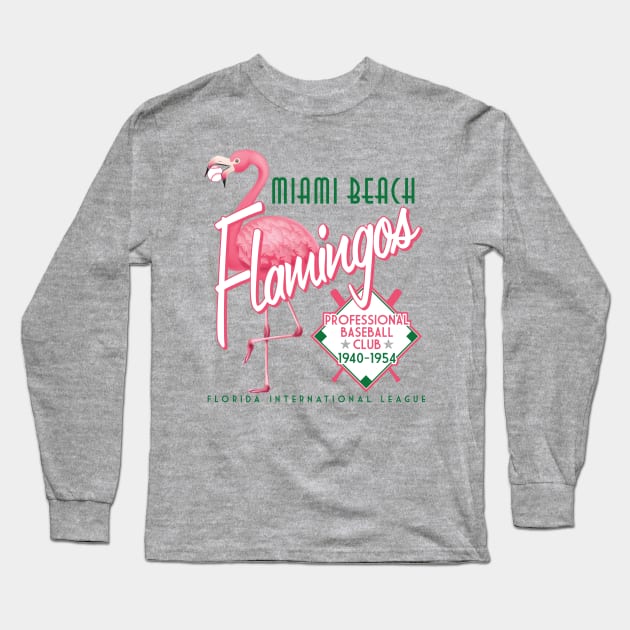 Miami Beach Flamingos Long Sleeve T-Shirt by MindsparkCreative